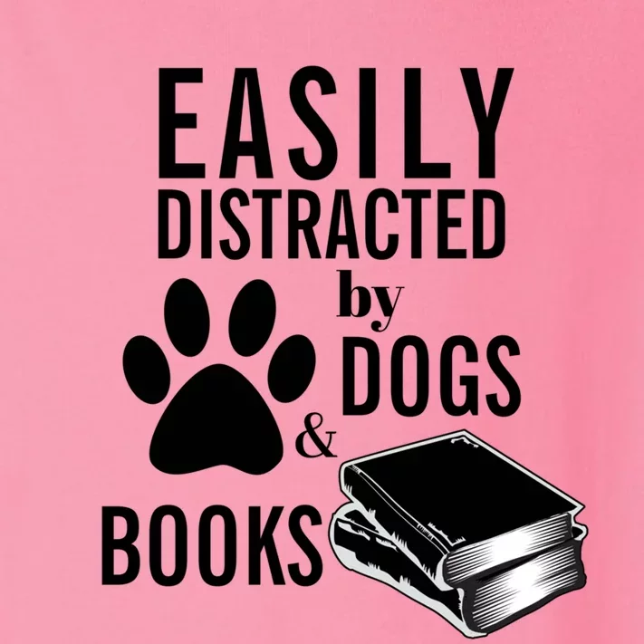 Library Themed Easily Distracted By Books And Dogs Gift Toddler Long Sleeve Shirt