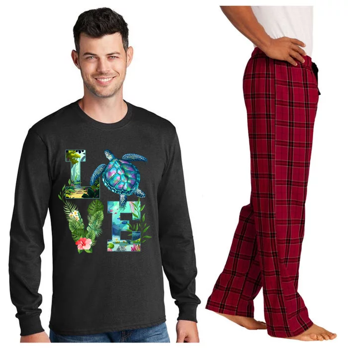 Love Turtle Earth Day Save Planet Environtal Sea Animals Gift Long Sleeve Pajama Set