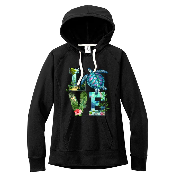 Love Turtle Earth Day Save Planet Environtal Sea Animals Gift Women's Fleece Hoodie