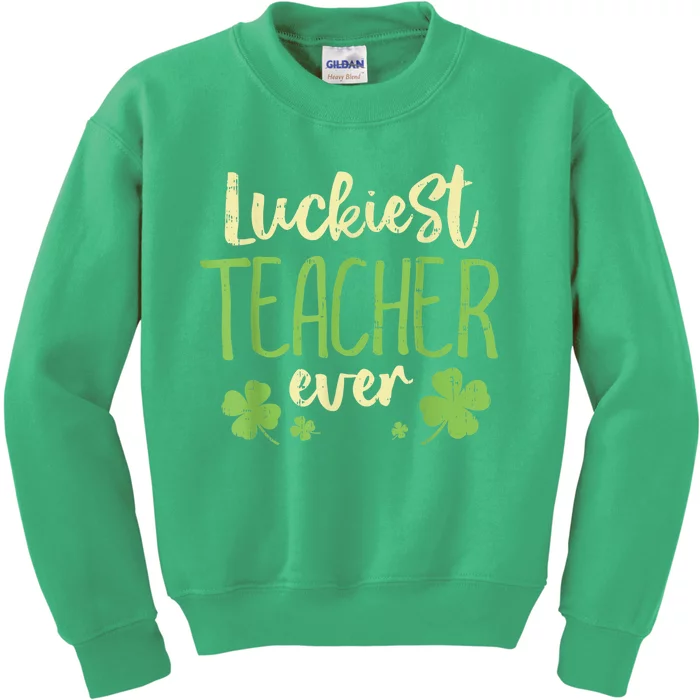 Luckiest Teacher Ever St Patricks Day Teaching m.e.n Wo Kids Sweatshirt