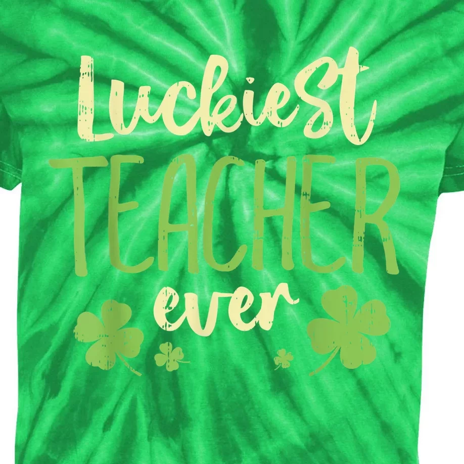 Luckiest Teacher Ever St Patricks Day Teaching m.e.n Wo Kids Tie-Dye T-Shirt