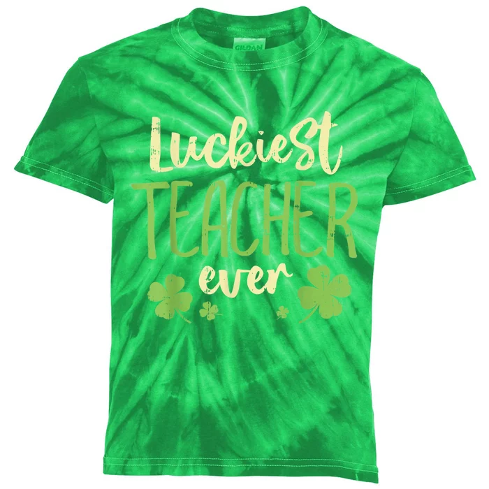 Luckiest Teacher Ever St Patricks Day Teaching m.e.n Wo Kids Tie-Dye T-Shirt