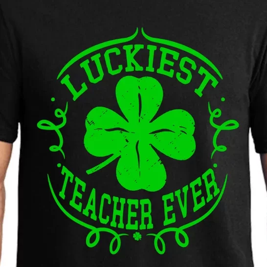 Luckiest Teacher Ever St Patricks Day Gift One Lucky Teacher Gift Pajama Set