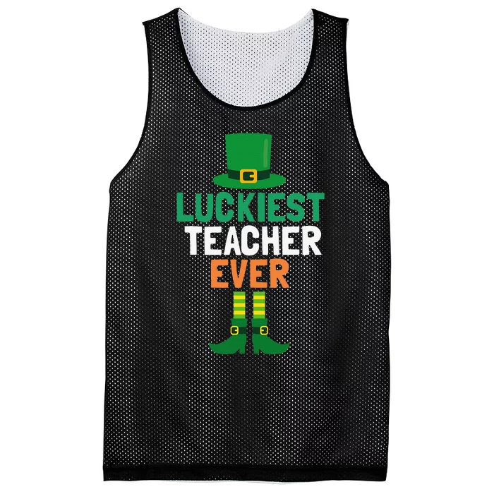 Luckiest Teacher Ever St Patricks Day Teaching Mesh Reversible Basketball Jersey Tank