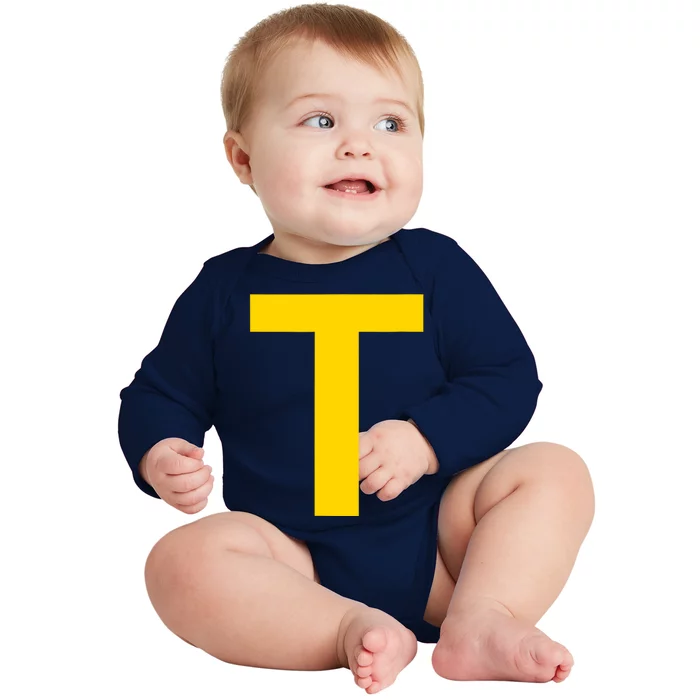 Letter T Funny Chipmunk Group Matching Halloween Costume 2024 Baby Long Sleeve Bodysuit