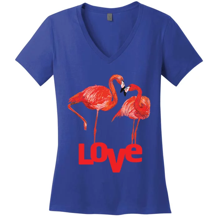 Love Two Flamingo In Love Gift Women's V-Neck T-Shirt