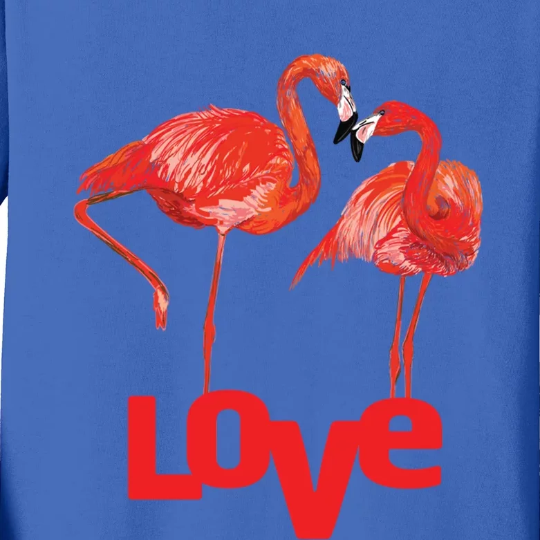 Love Two Flamingo In Love Gift Kids Long Sleeve Shirt