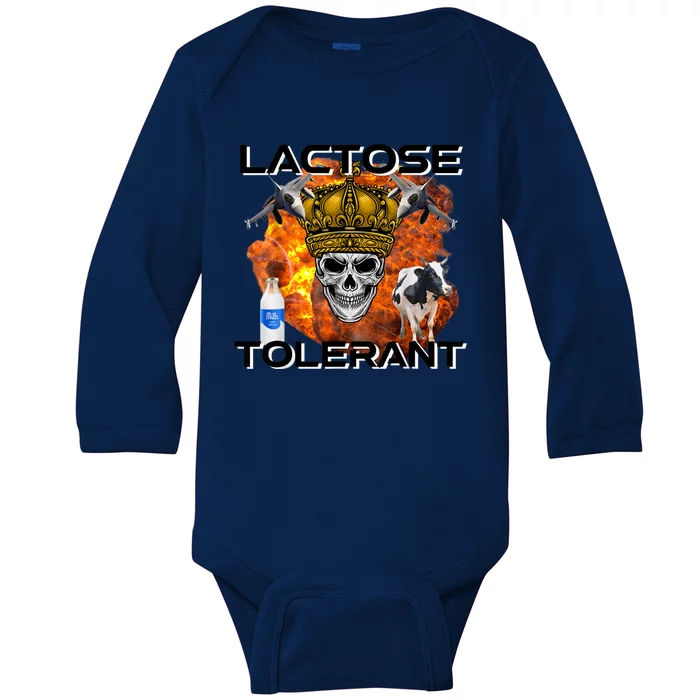 Lactose Tolerant Funny Trendy Design Meme Baby Long Sleeve Bodysuit