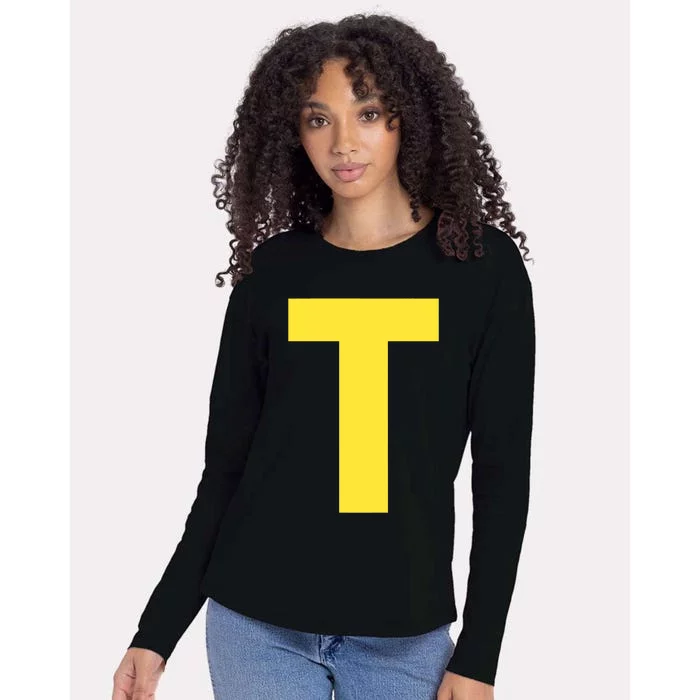 Letter T Funny Matching Halloween Costume Womens Cotton Relaxed Long Sleeve T-Shirt