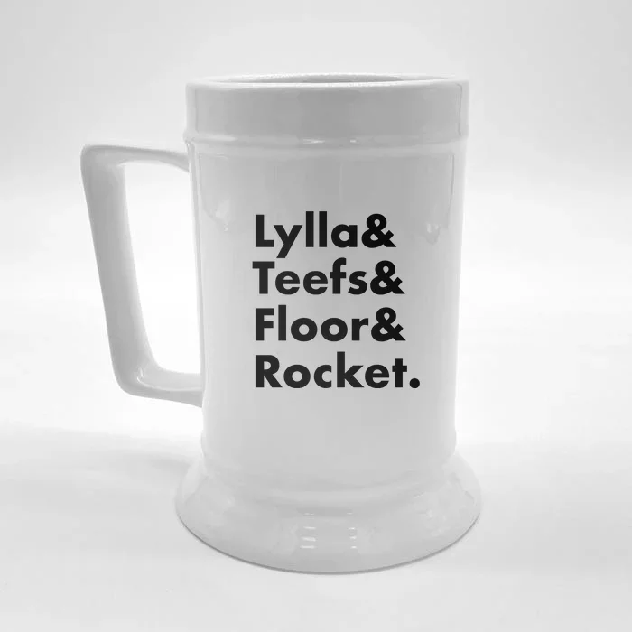 Lylla Teefs Floor & Rocket. Front & Back Beer Stein