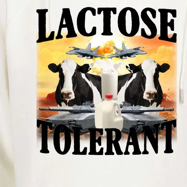 Lactose Tolerant Funny Cow Womens Funnel Neck Pullover Hood