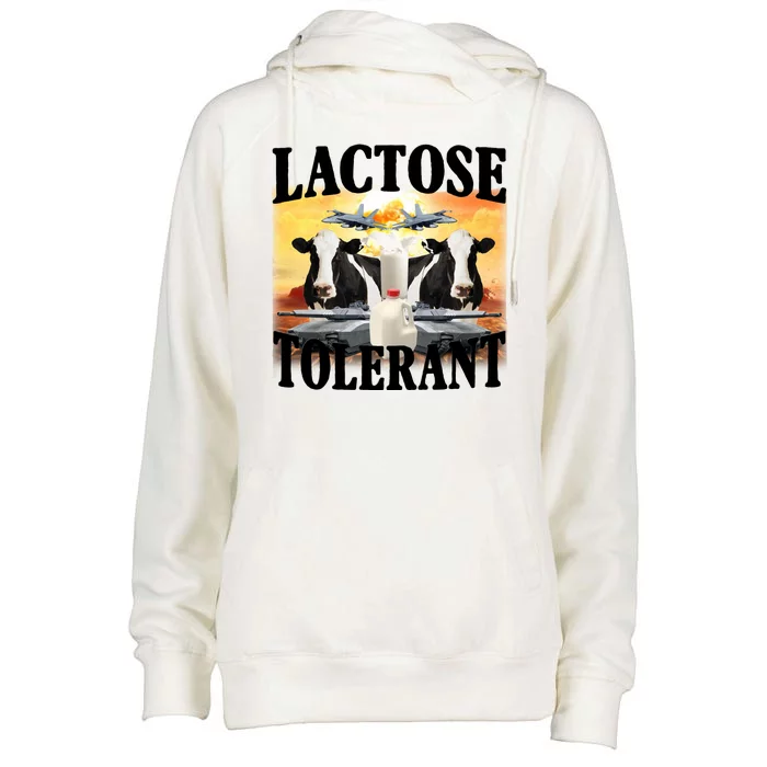 Lactose Tolerant Funny Cow Womens Funnel Neck Pullover Hood