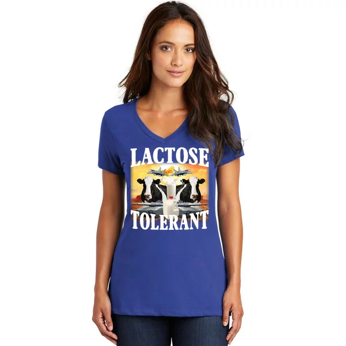 Lactose Tolerant Funny Cow Women's V-Neck T-Shirt