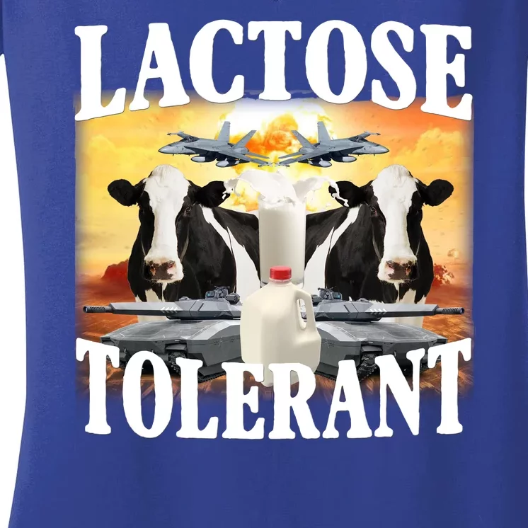 Lactose Tolerant Funny Cow Women's V-Neck T-Shirt