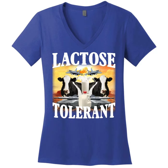 Lactose Tolerant Funny Cow Women's V-Neck T-Shirt