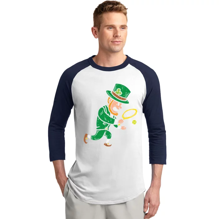 Leprechaun Tennis Funny St Patricks Day Sports Gift Baseball Sleeve Shirt