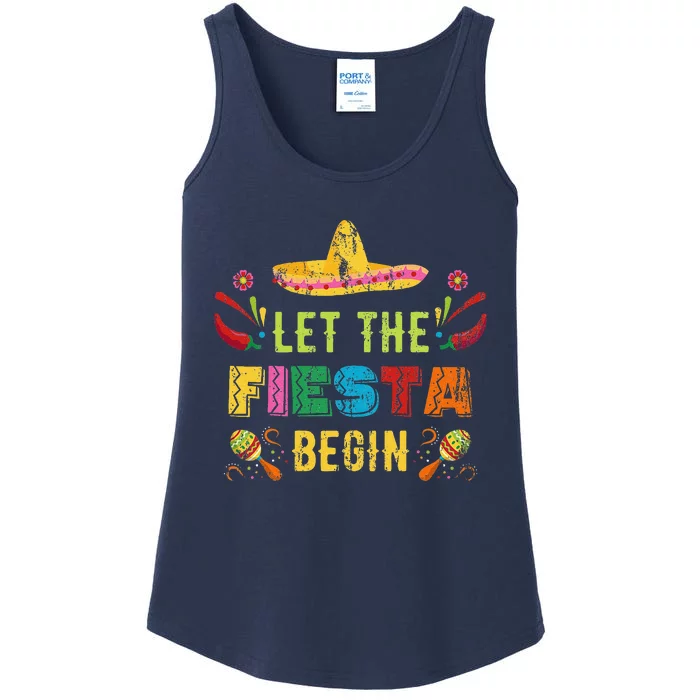 Let The Fiesta Begin Funny Cinco De Mayo Mexican Vintage Ladies Essential Tank