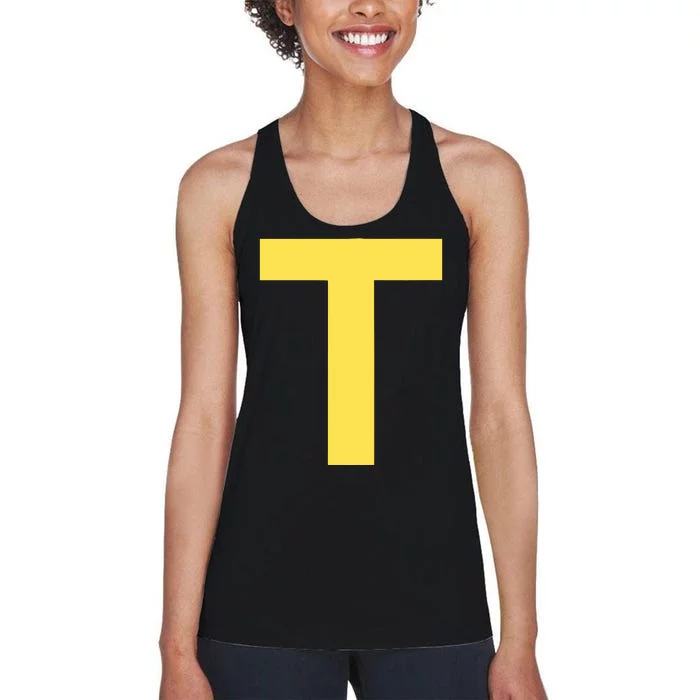 Letter T Funny Chipmunk Group Matching Halloween Costume Women's Racerback Tank