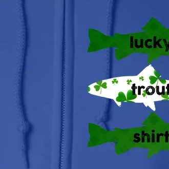 Lucky Trout Fly Fishing St Patrick's Day Shamrock Gift Full Zip Hoodie