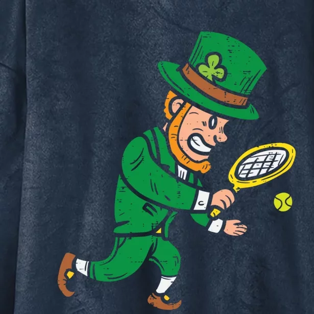 Leprechaun Tennis Funny St Patricks Day Sports Gift Hooded Wearable Blanket