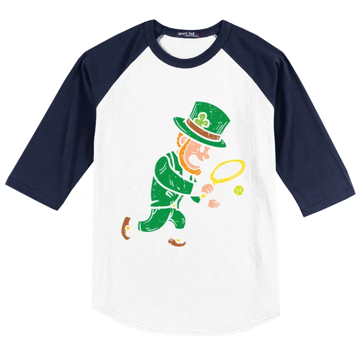 Leprechaun Tennis Funny St Patricks Day Sports Gift Baseball Sleeve Shirt