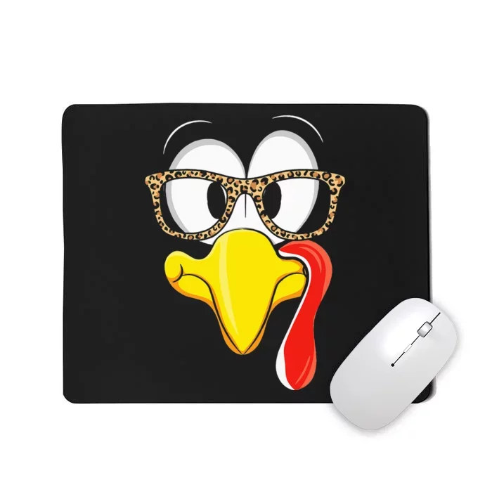 Leopard Turkey Face Happy Thanksgiving Day Mousepad