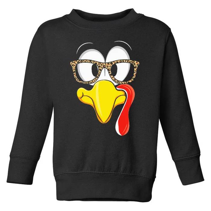 Leopard Turkey Face Happy Thanksgiving Day Toddler Sweatshirt