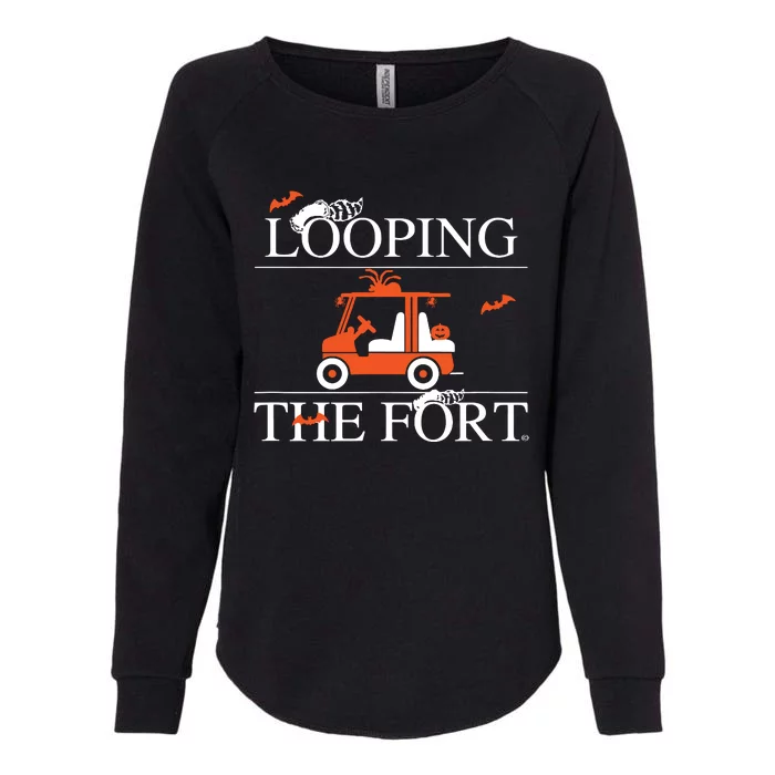 Looping The Fort Golf Cart Halloween Decor Bat Womens California Wash Sweatshirt