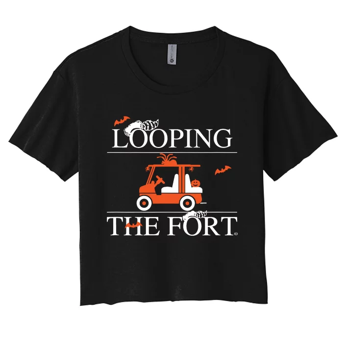 Looping The Fort Golf Cart Halloween Decor Bat Women's Crop Top Tee