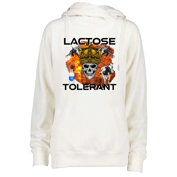 Lactose Tolerant Funny Trendy Design Meme Womens Funnel Neck Pullover Hood