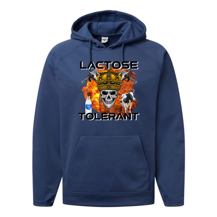 Lactose Tolerant Funny Trendy Design Meme Performance Fleece Hoodie