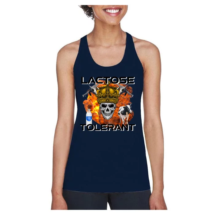 Lactose Tolerant Funny Trendy Design Meme Women's Racerback Tank