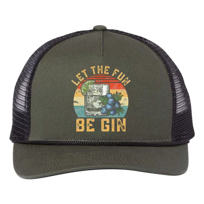 Let The Fun Be Gin Funny Tonic Gin Alcohol Party Outfit Retro Rope Trucker Hat Cap