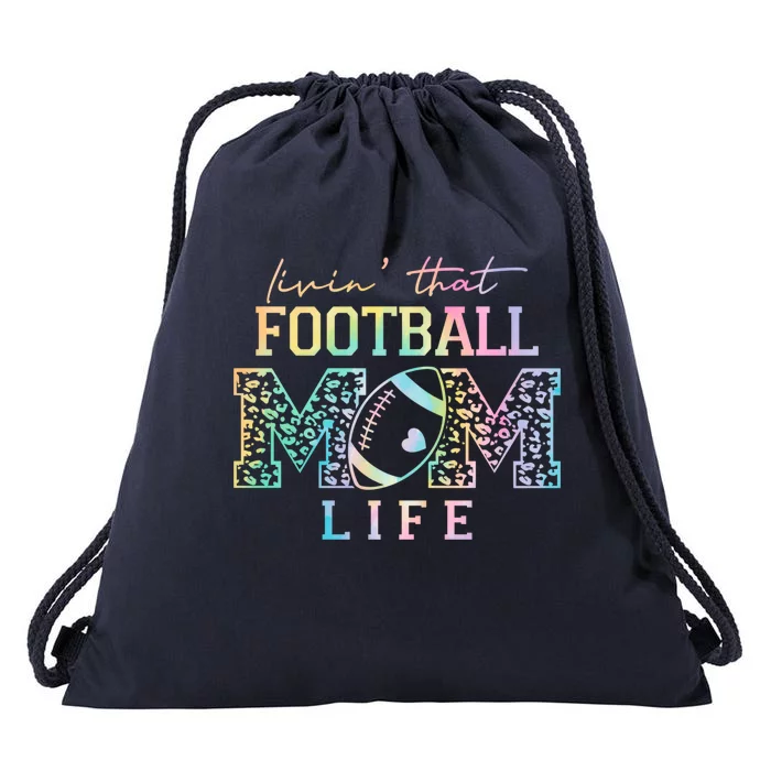 Livin That Football Mom Life Game Day Vibes Football Mom Gift Drawstring Bag