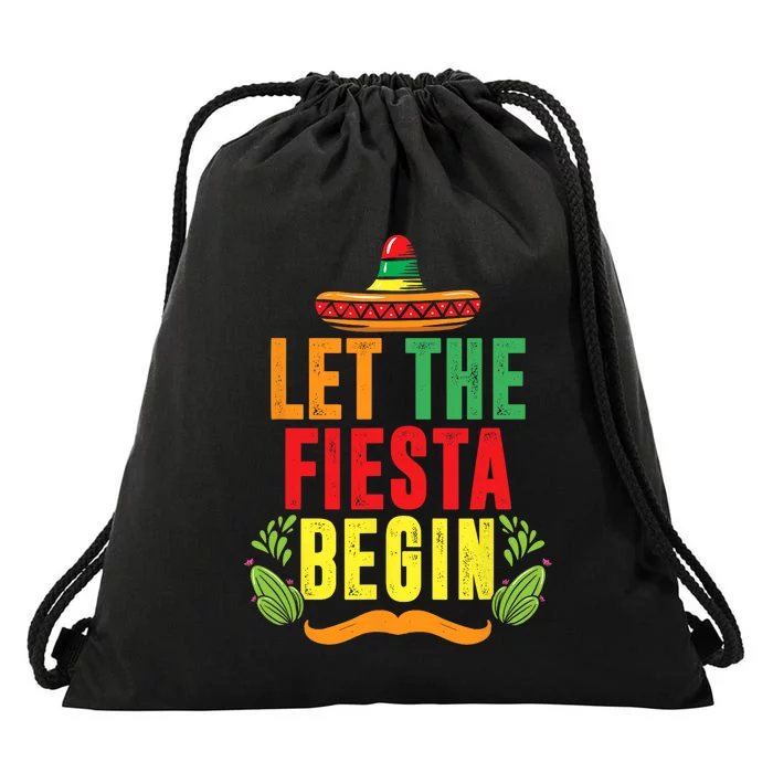 Let The Fiesta Begin Sombrero Mexico Mexican Fiesta Drawstring Bag