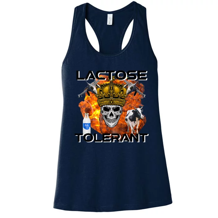 Lactose Tolerant Funny Trendy Design Meme Women's Racerback Tank