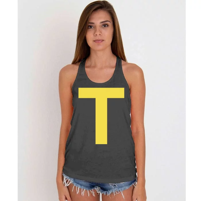 Letter T Funny Chipmunk Group Matching Halloween Costume Women's Knotted Racerback Tank