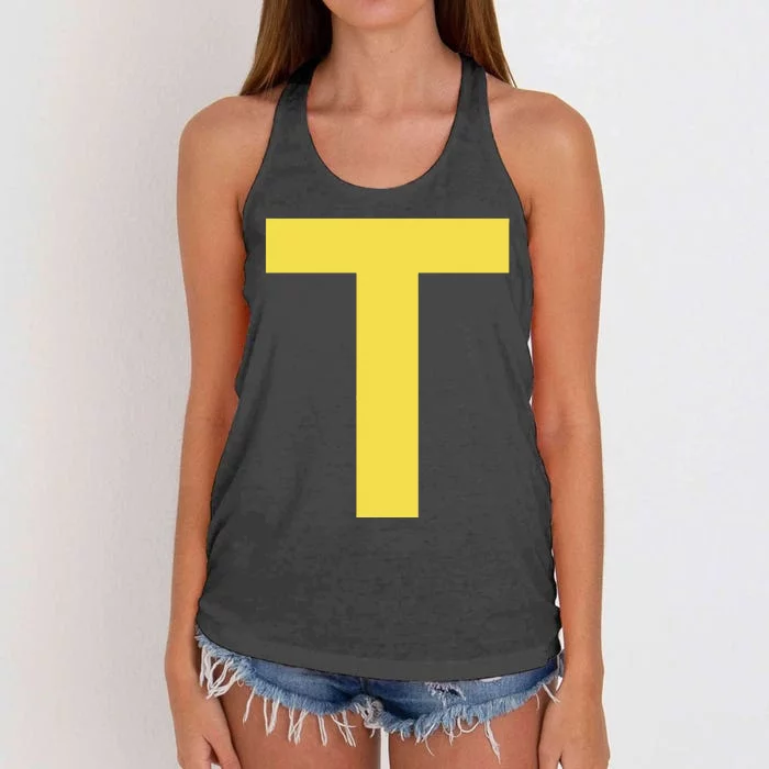 Letter T Funny Chipmunk Group Matching Halloween Costume Women's Knotted Racerback Tank