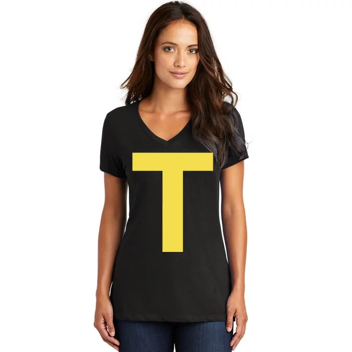 Letter T Funny Chipmunk Group Matching Halloween Costume Women's V-Neck T-Shirt