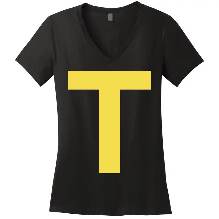 Letter T Funny Chipmunk Group Matching Halloween Costume Women's V-Neck T-Shirt