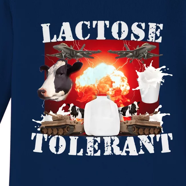 Lactose Tolerant Funny Meme Trendy Design Baby Long Sleeve Bodysuit