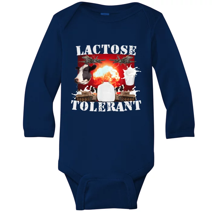 Lactose Tolerant Funny Meme Trendy Design Baby Long Sleeve Bodysuit