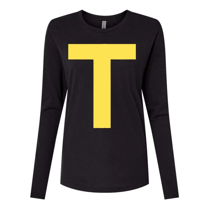 Letter T Funny Chipmunk Group Matching Halloween Costume Womens Cotton Relaxed Long Sleeve T-Shirt