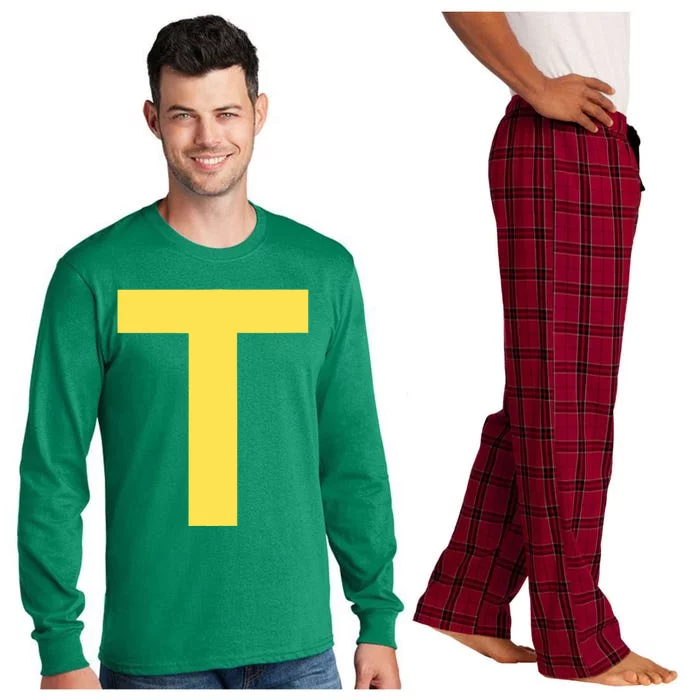 Letter T Funny Chipmunk Group Matching Halloween Costume Long Sleeve Pajama Set