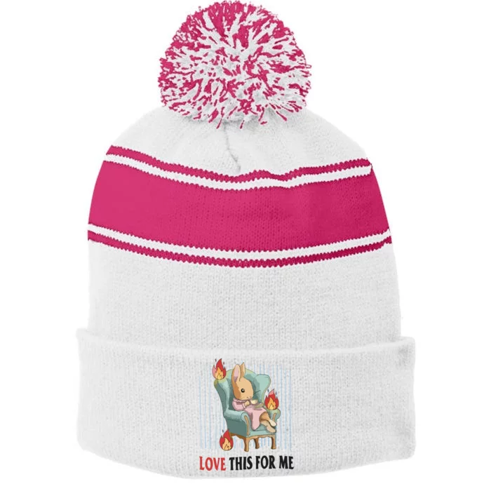 Love This For Me Stripe Pom Pom Beanie