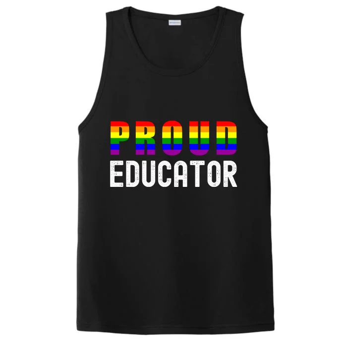 Lgbt Teacher Gift Proud Educator Gay Pride Rainbow Gay Teacher Gift Performance Tank