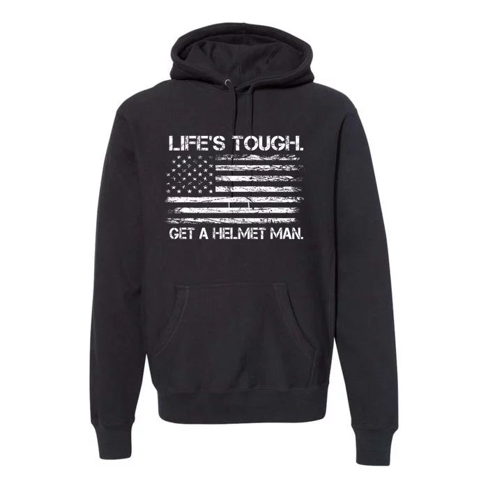 LifeS Tough Get A Helmet Man Vintage Usa Flag Premium Hoodie