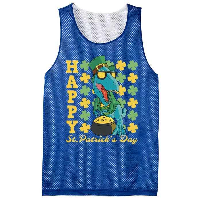 Lucky Tfunny Giftrex Happy St Patricks Day Irish Dinosaur Cool Gift Mesh Reversible Basketball Jersey Tank