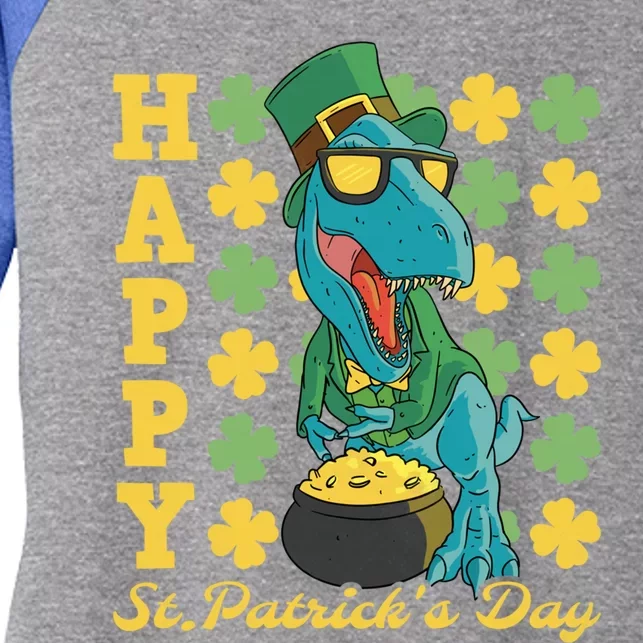 Lucky Tfunny Giftrex Happy St Patricks Day Irish Dinosaur Cool Gift Women's Tri-Blend 3/4-Sleeve Raglan Shirt