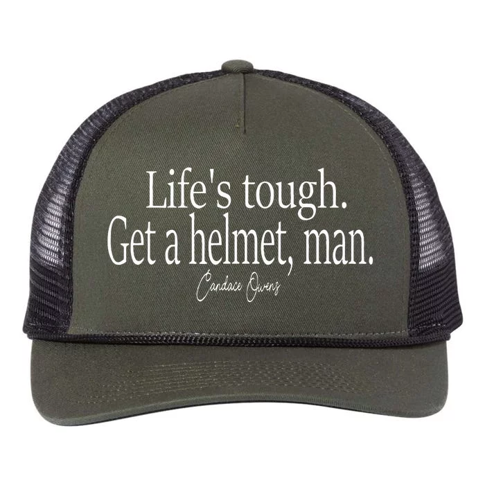 Life's Tough Get a Helmet Man Funny Vintage Retro Rope Trucker Hat Cap